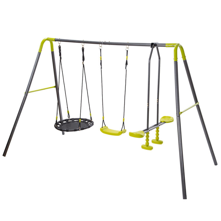 GOJIN 3 In 1 Metal Swing Set With Seesaw Swing And Height Adjustment
